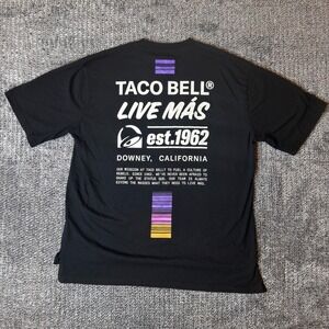 Taco Bell Live Mas Est 1962 Downey California Graphic T-Shirt Mens Large Black